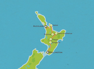 Route map for 10 Day Auckland to Wellington
