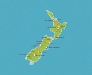 Route map for 20 Day Totally New Zealand