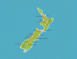 Route map for 24 Day Total New Zealand