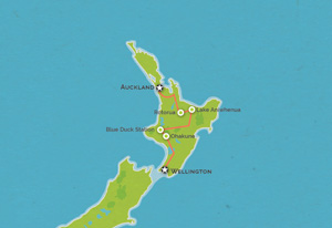 Route map for 9 Day Auckland to Wellington