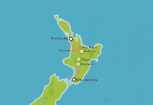 Route map for 9 Day Auckland to Wellington