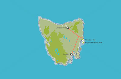 Route map for 1 Day Tahune Airwalk & Hastings Caves