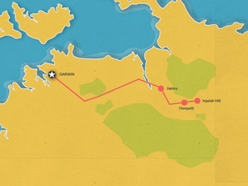 Route map for 1 Day Arnhem Land & Injalak Hill 