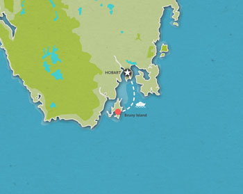 Route map for 1 Day Bruny Island Tour