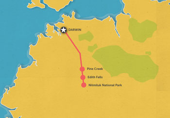 Route map for 1 Day Katherine Gorge Tours