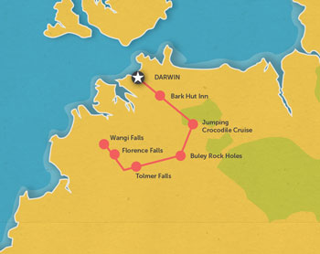 Route map for 1 Day Litchfield Tour