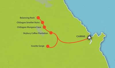 Route map for 1 Day Chillagoe & Outback Tour