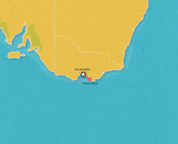 Route map for 1 Day Phillip Island and Penguins