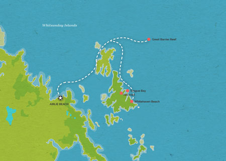 Route map for 1 Day Whitsunday Sail - Lady Enid