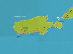 Route map for 2 Day Kangaroo Island Camping Adventure