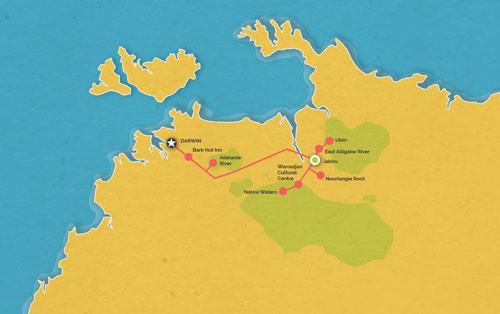 Route map for 2 Day Kakadu Retreat