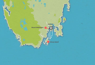 Route map for 2 Day Best of Tasmania Tour