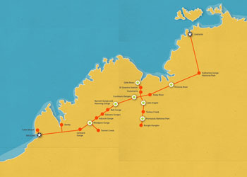 Route map for 10 Days Darwin to Broome