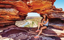 Autopia---Aerial-view-of-Nature_s-Window,-Kalbarri-National-Park,-Batavia-Coast,-Tourism-WA,-112481-2.jpg
