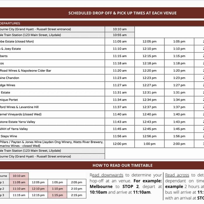 Hop It RED Route Yarra Valley Hop-On-Hop-Off Bus Ticket
