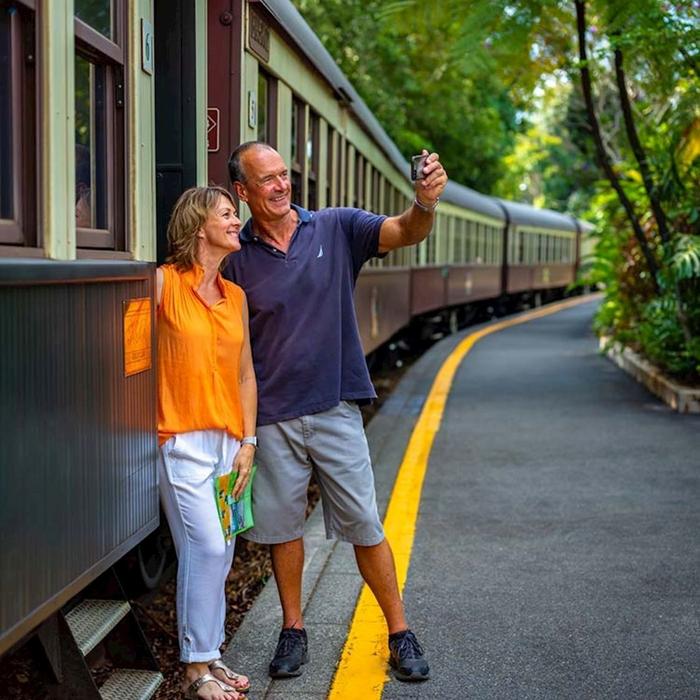 Down Under Tours Kuranda, Scenic Rail Gold Class (09:50am), Skyrail (3:45pm) incl. Return Port Douglas Transfers