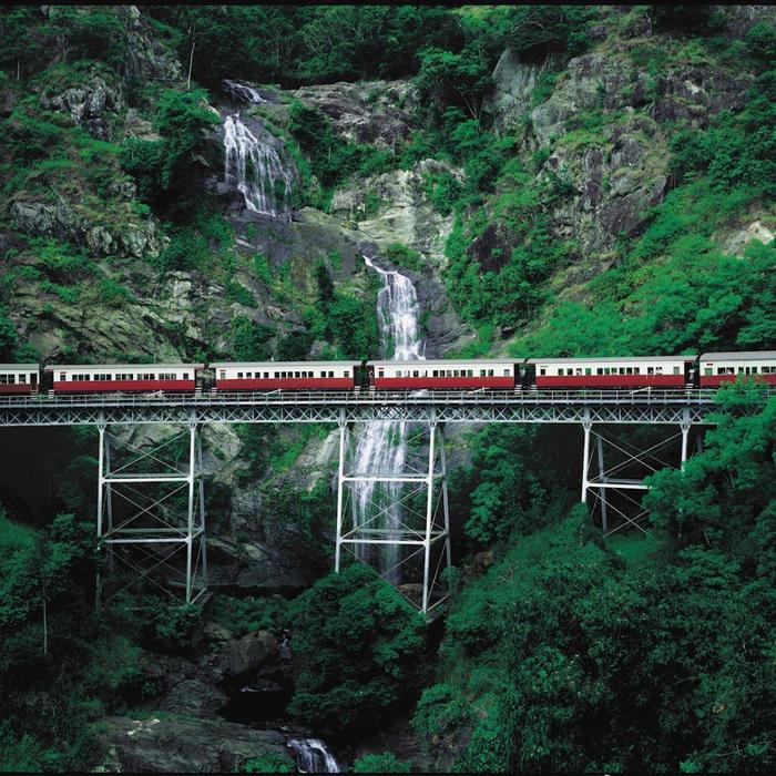 Down Under Tours Kuranda, Scenic Rail Gold Class (09:50am), Skyrail (3:45pm) incl. Return Port Douglas Transfers