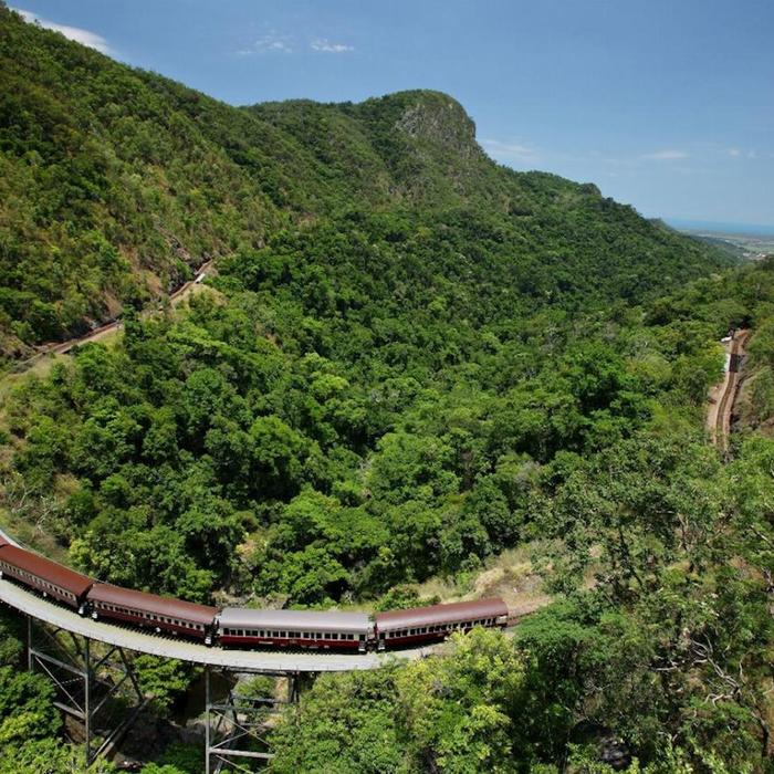 Down Under Tours Kuranda, Scenic Railway (09:50am), Skyrail (2:45pm) incl. Return Cairns Transfers