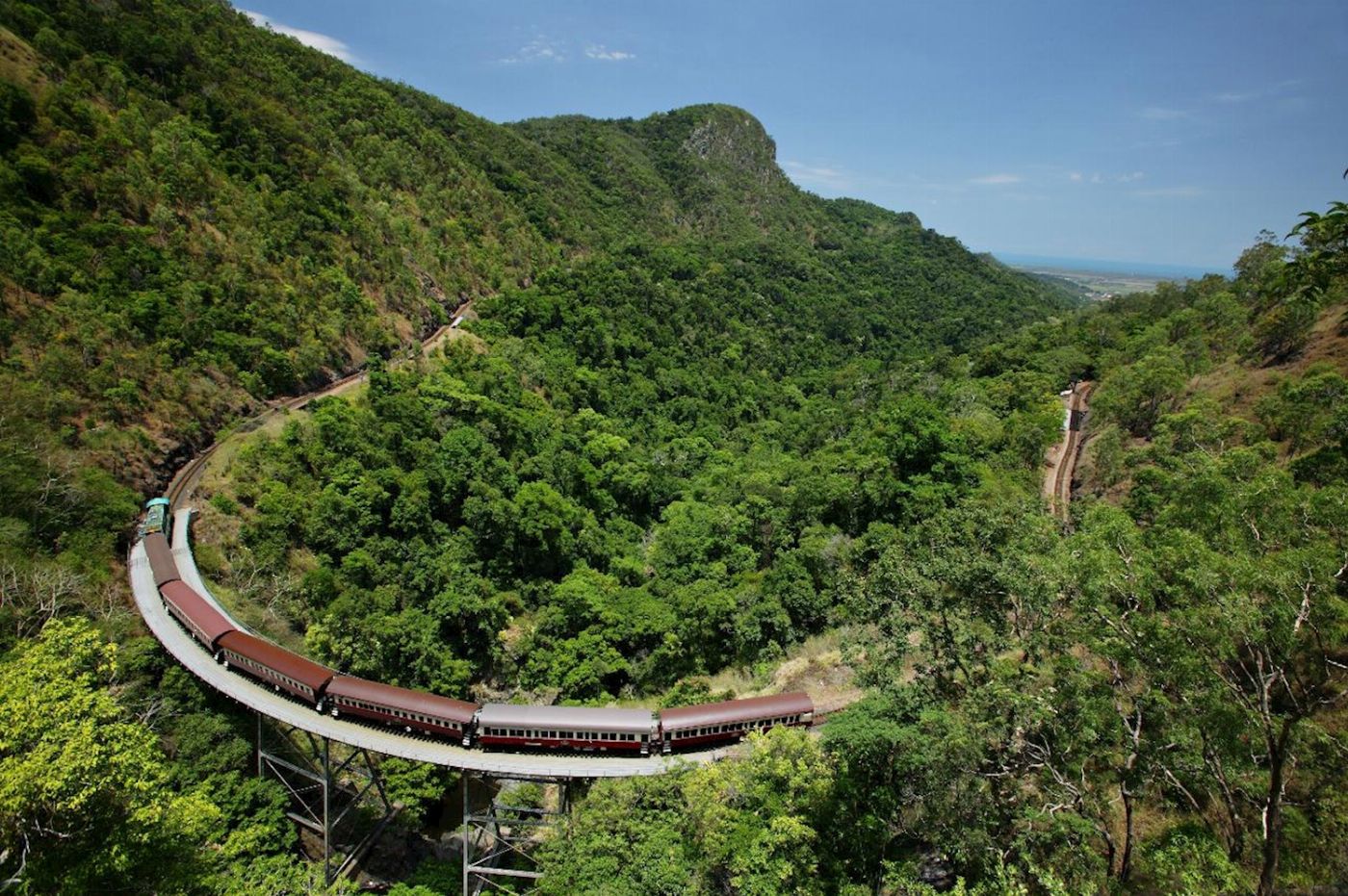Down Under Tours Kuranda, Scenic Rail (09:50am), Rainforestation and Skyrail (3:45pm) incl. Return Cairns Transfers