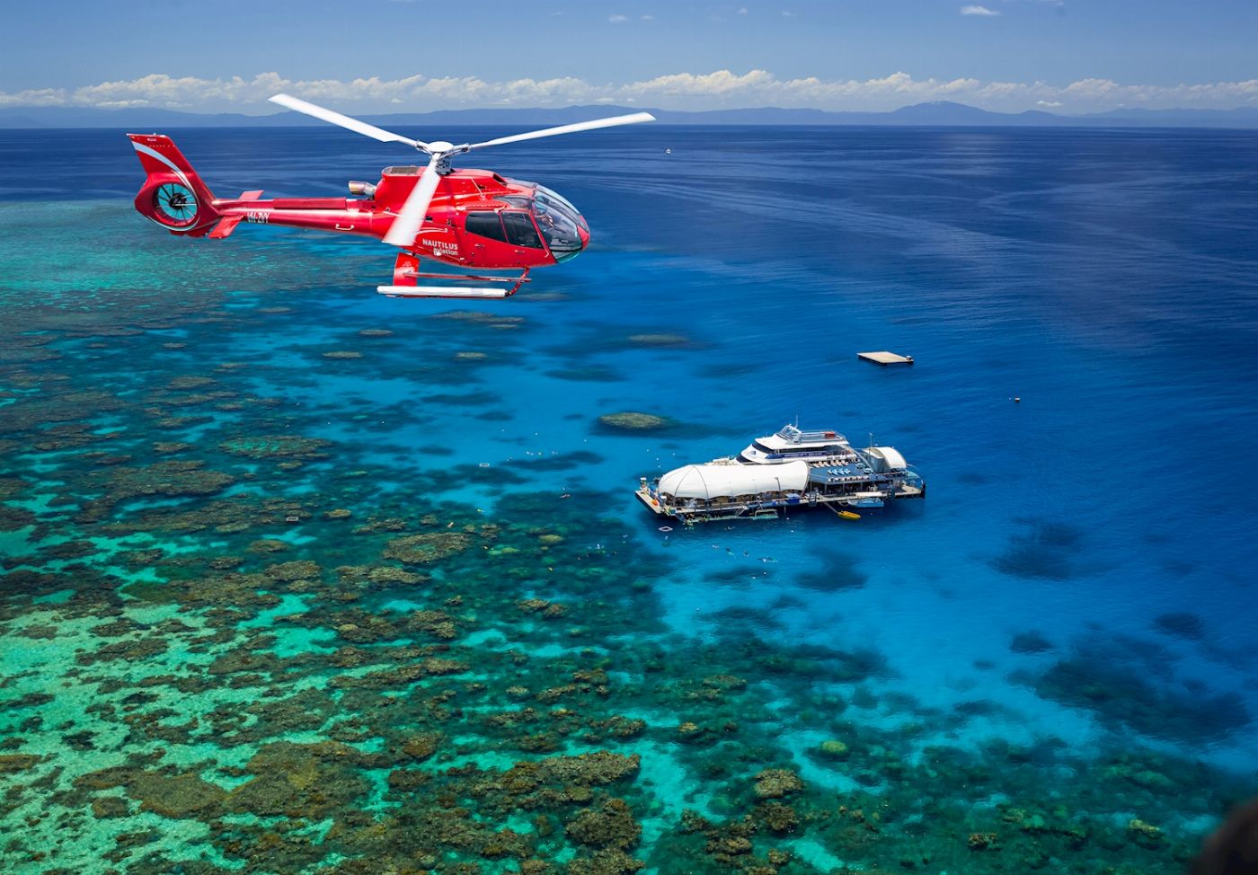 Great Adventures Moore Reef Pontoon Day Tour (+ 10 Minute Helicopter Flight)