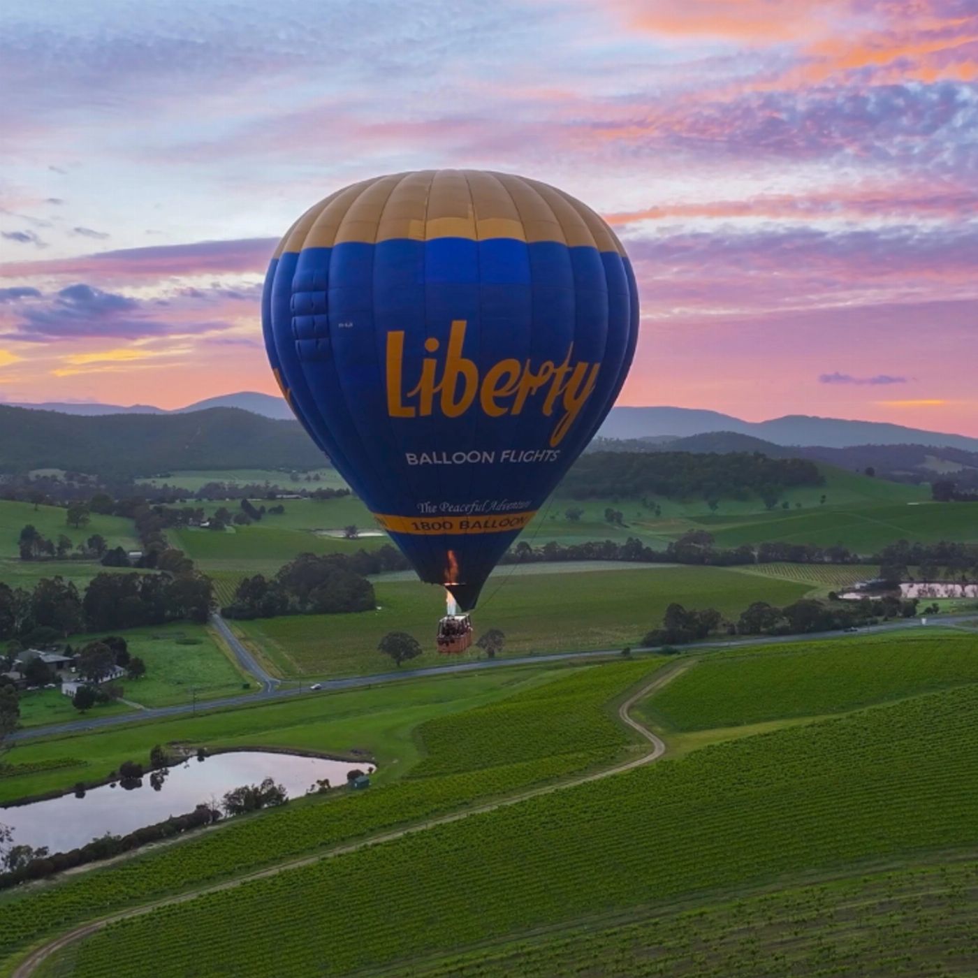 Liberty balloon Flights Ballooning in Yarra Valley includes Melbourne City Transfer and Breakfast