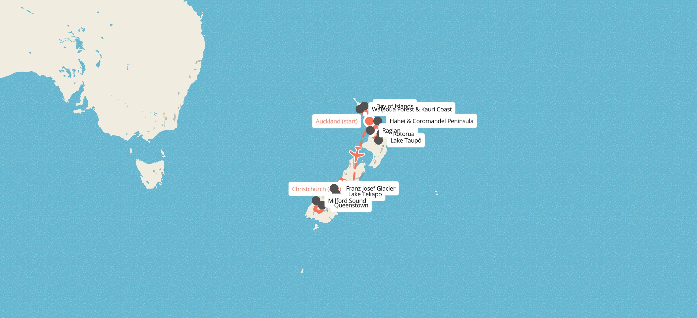 18 Day New Zealand Epic Tour map