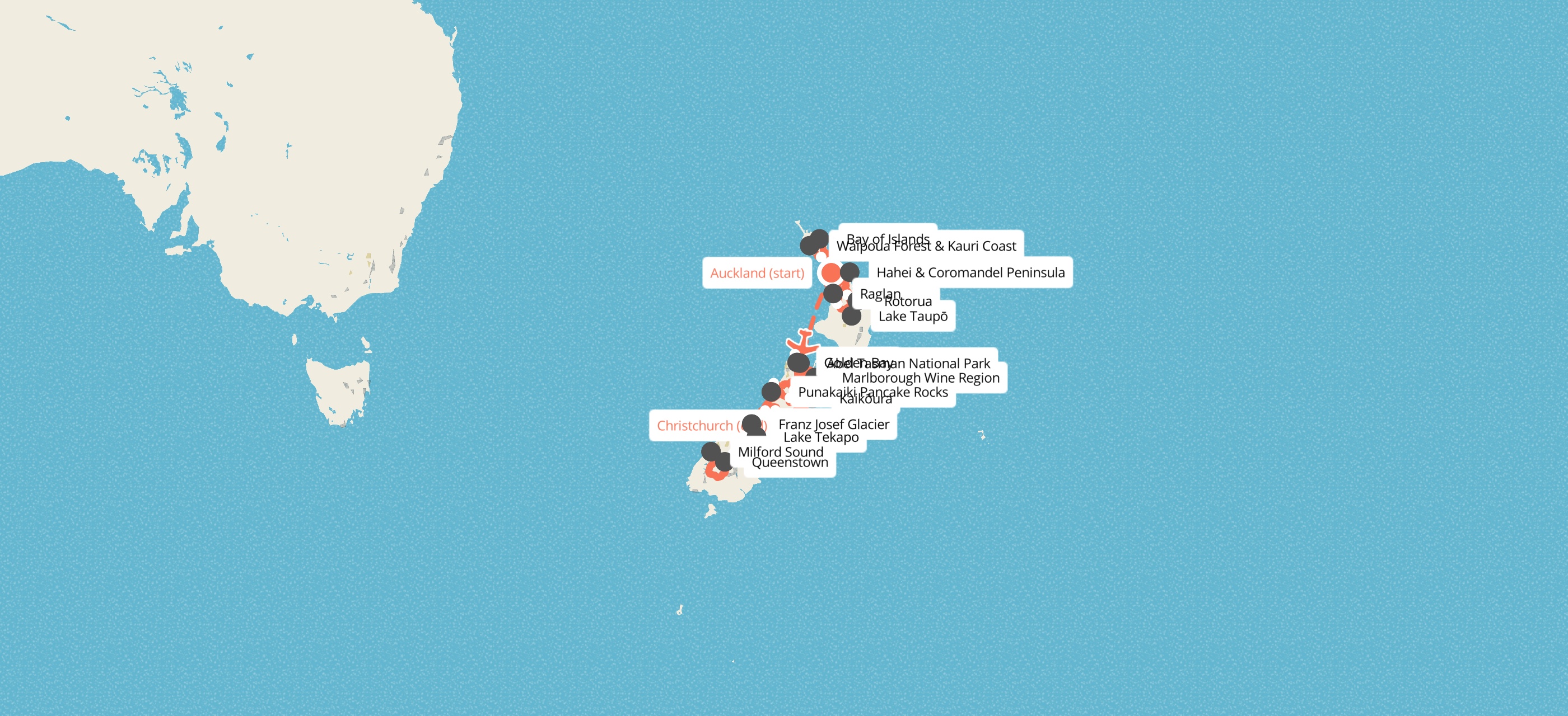25 Day Grand Adventure New Zealand Tour map