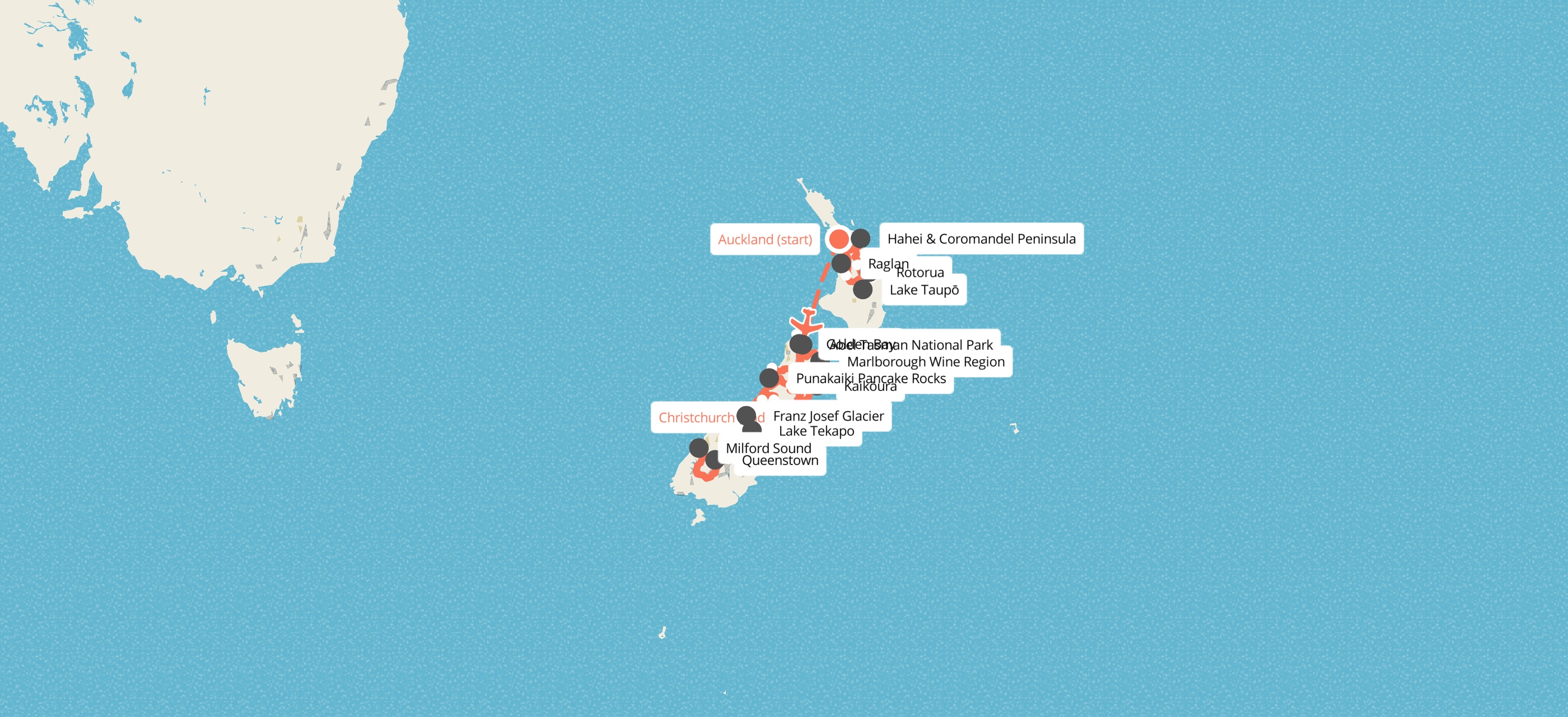 21 Day New Zealand Discovery Tour map