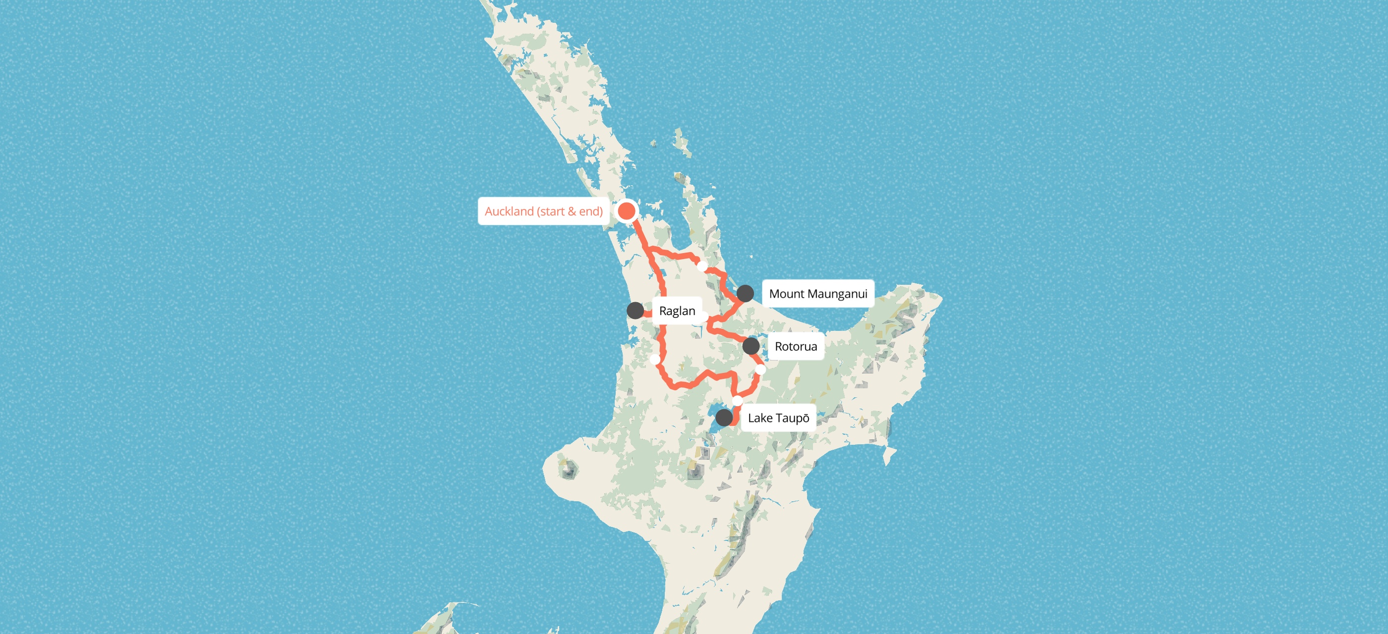 7 Day North Island Escape Tour map