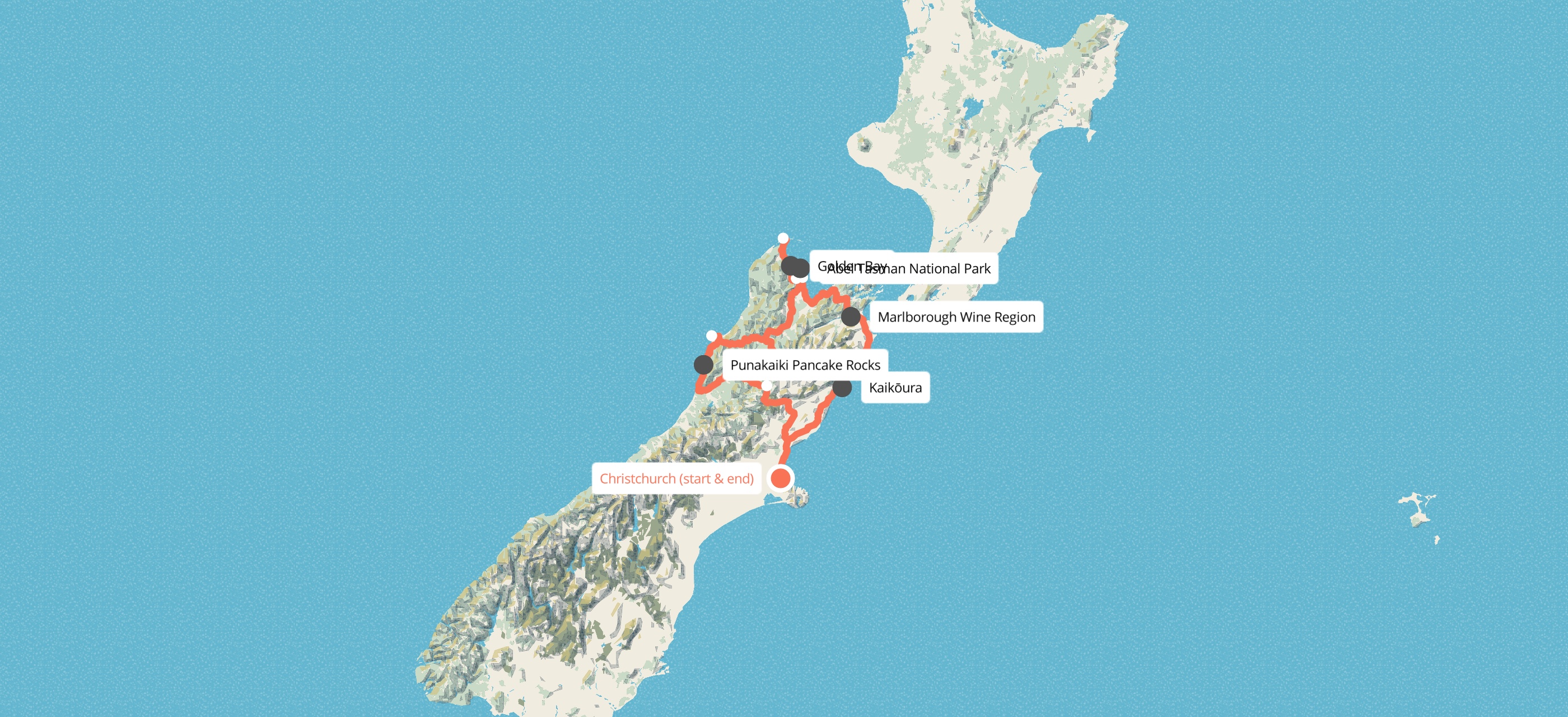 7 Day Southern Loop Tour map