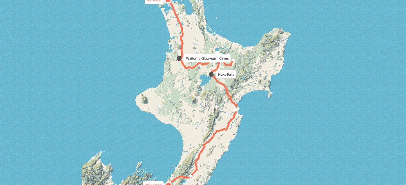 Route map for 7 Day Northern Explorer