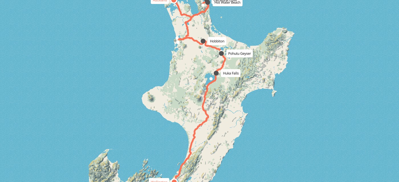 Route map for 10 Day Northern Trail